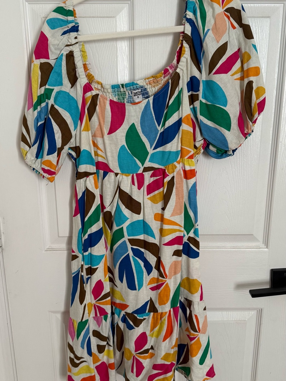 Tabitha Brown Multicolor Leaf-Print Puff Sleeve Dress